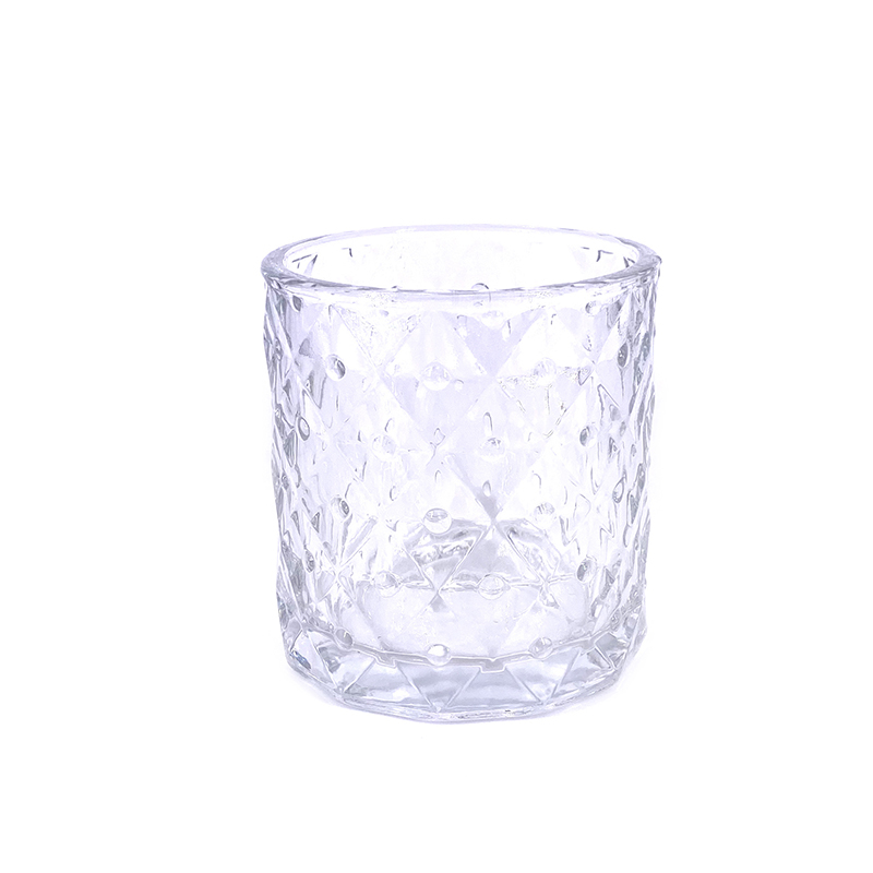 Diamond engraved glass candle holder