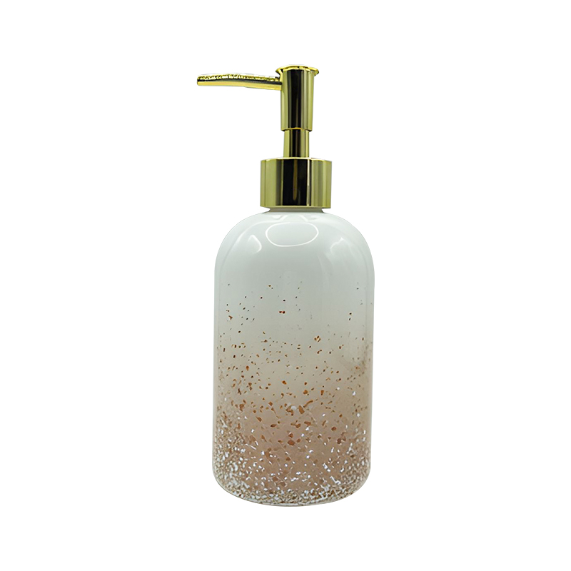 Pink dot hand soap bottle