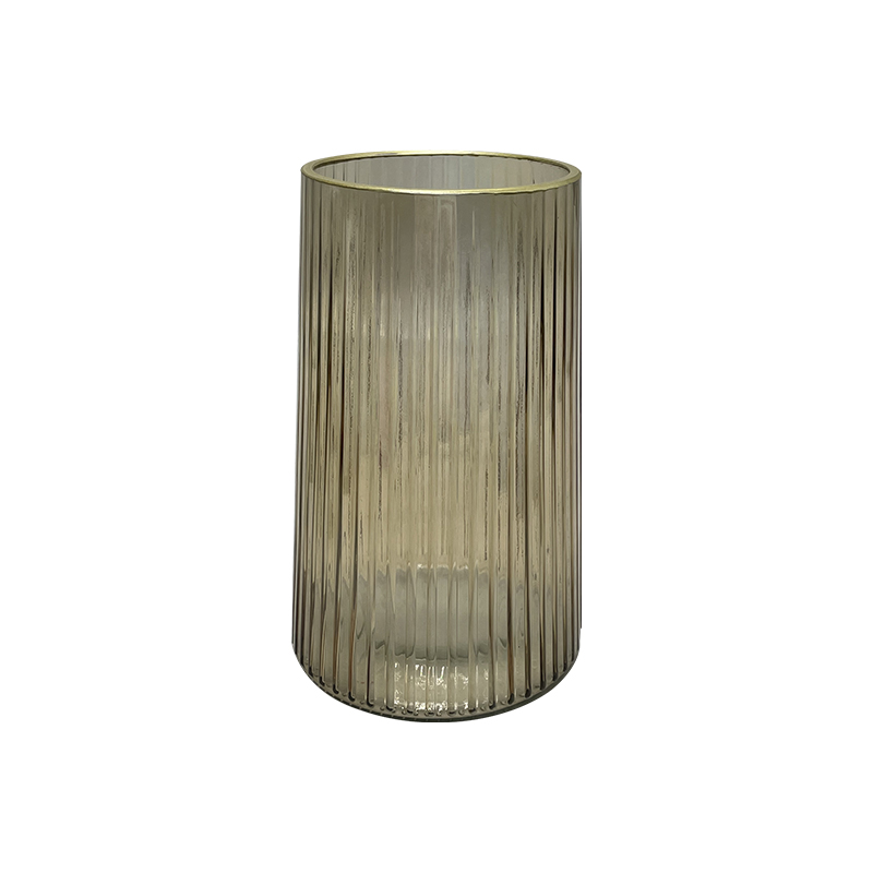 Vertical bar coffee brown vase